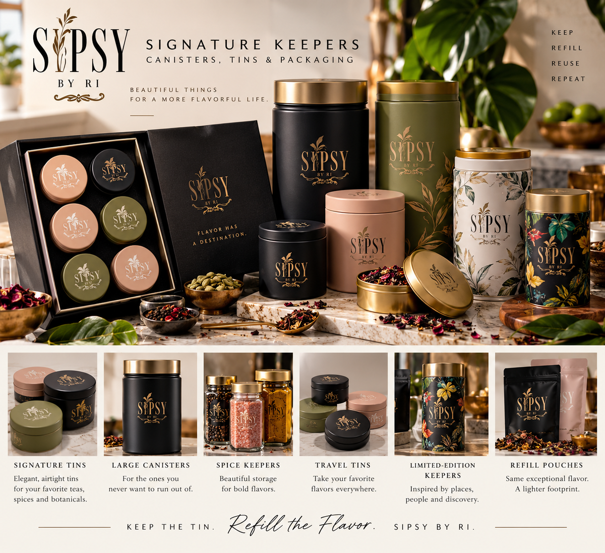 Sipsy Signature Keepers  Canisters, Tins & Packaging