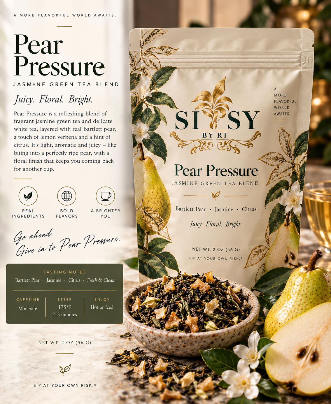 Pear Pressure — Bartlett Pear Jasmine Green + White Tea