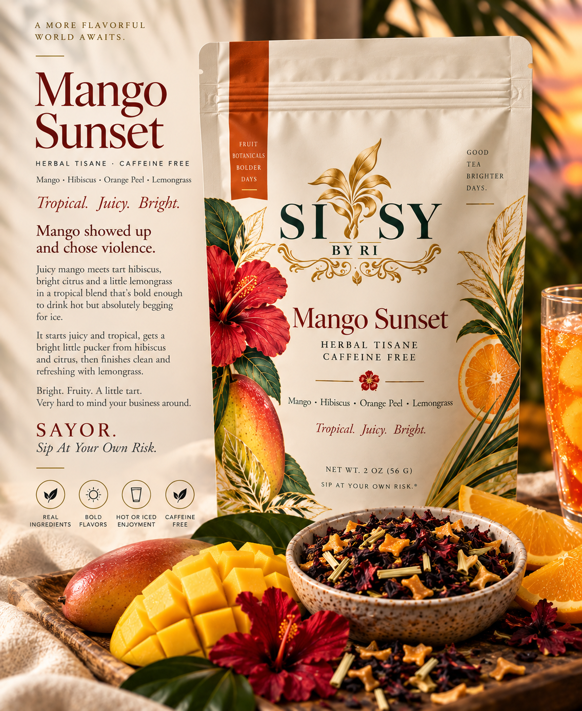 Mango Sunset — Mango Hibiscus Herbal Tisane