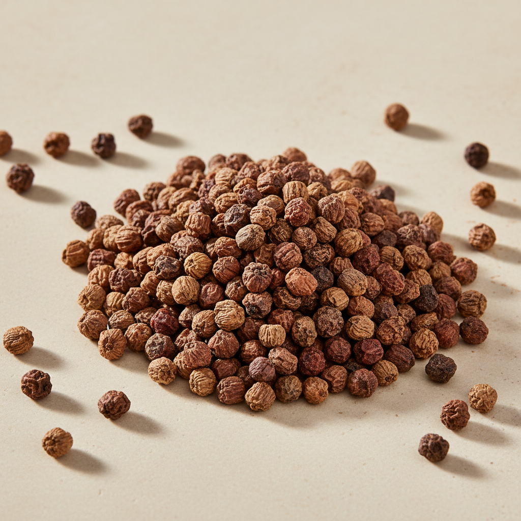 Whole Grains of Paradise with small reddish-brown and chestnut-colored seeds
