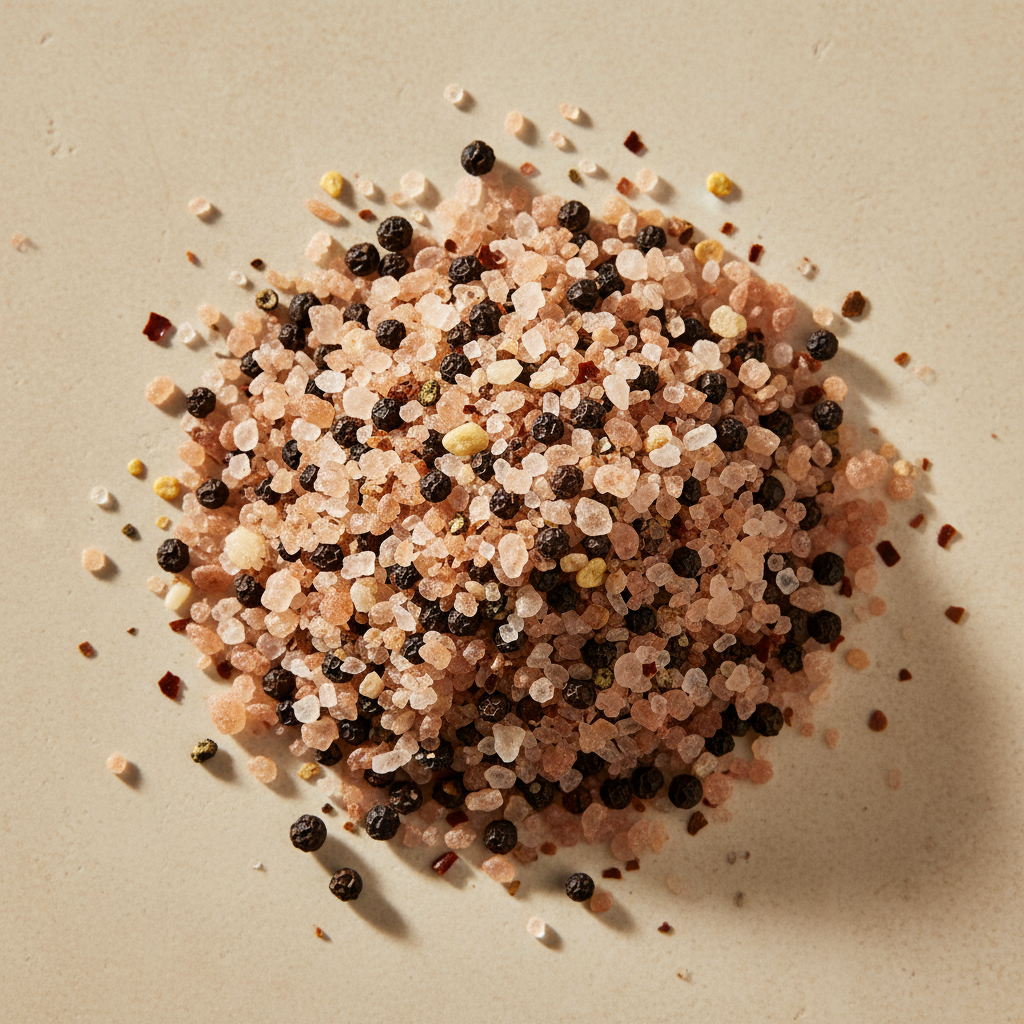 Coarse alderwood-smoked sea salt blend with black pepper, garlic and Aleppo pepper