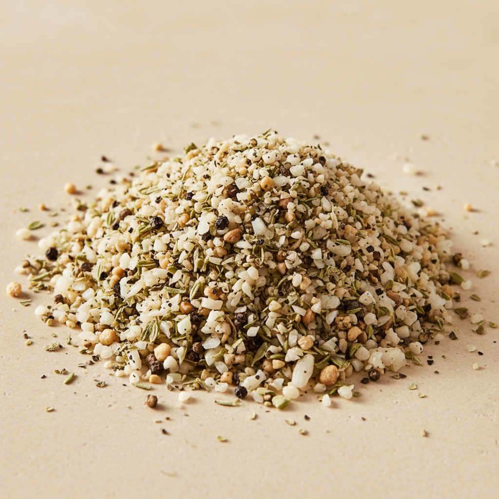 Coarse all-purpose seasoning with garlic, onion, black pepper and green herbs