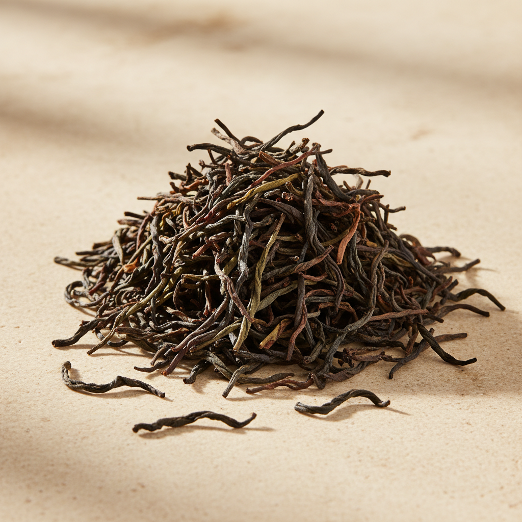 Organic Da Hong Pao Wuyi oolong with dark roasted twisted whole tea leaves