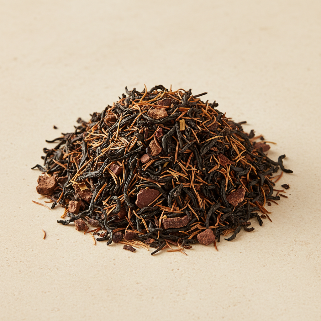 Mocha Muse loose blend with Assam black tea, honeybush, chicory, carob and vanilla