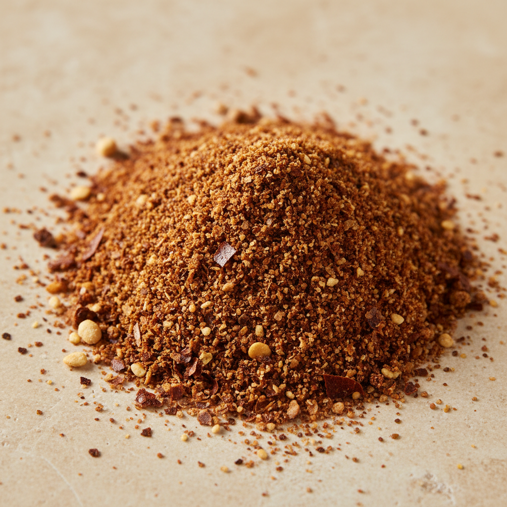Nigerian Yaji suya spice blend with roasted peanut, red chile, ginger and warm spices