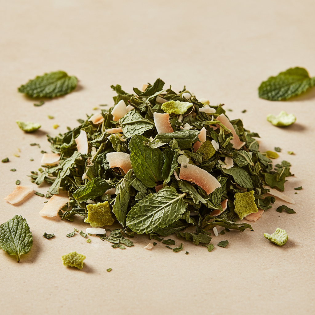 Key Lime Cream Mint herbal tisane with lime peel, coconut, peppermint and spearmint