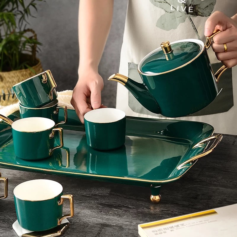 Sipsy Emerald Teacup Set with Pot