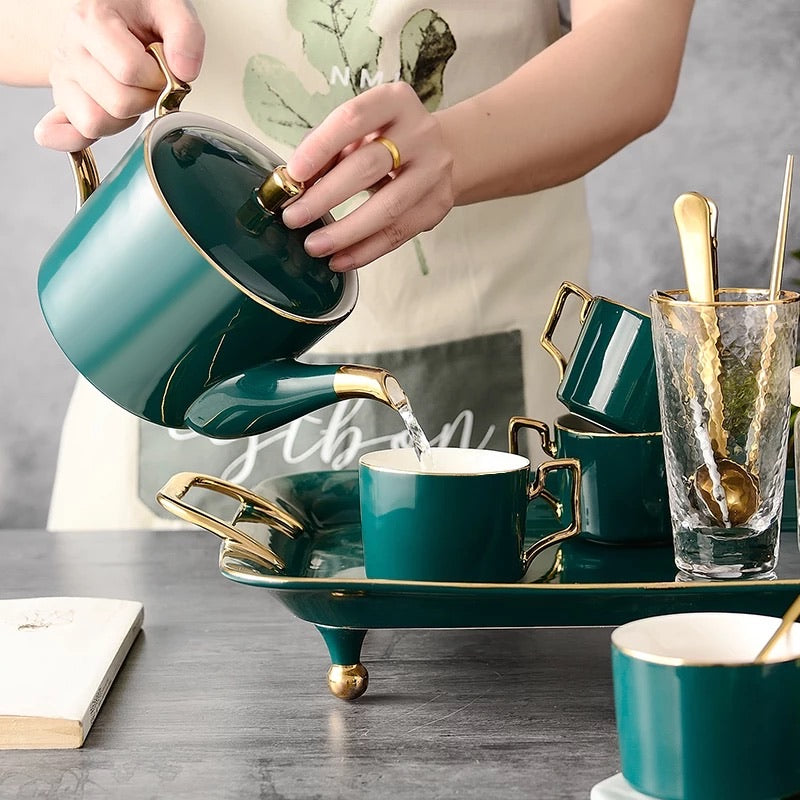 Sipsy Emerald Teacup Set with Pot